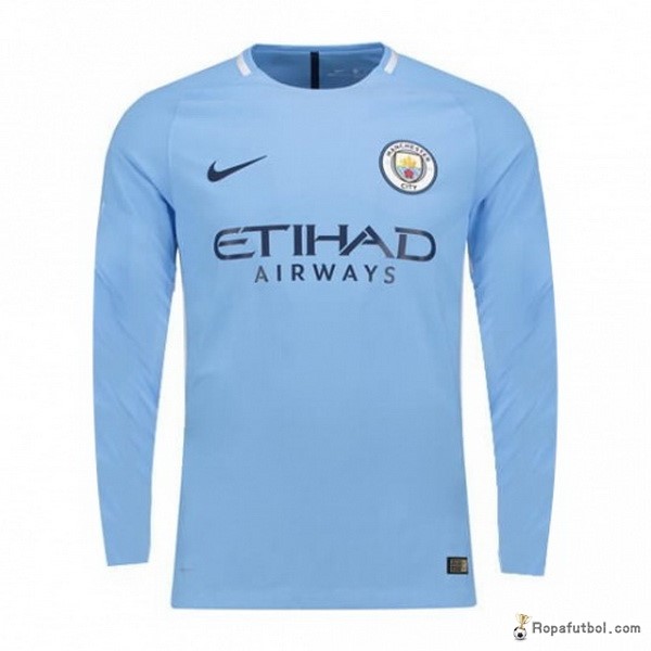 Camiseta Manchester City Replica Primera Ropa ML 2017/18